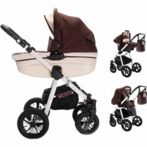 Friedrich Hugo Mandala / 3 in 1 Kombi Kinderwagen Komplettset / Hartgummireifen Set Caffè Lungo