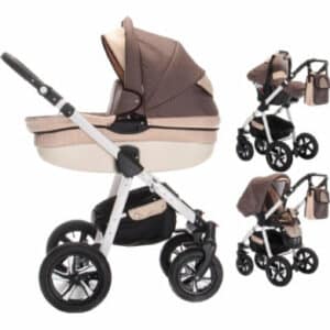 Friedrich Hugo Mandala / 3 in 1 Kombi Kinderwagen Komplettset / Hartgummireifen Set Caffèlatte