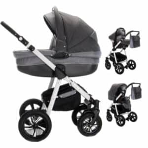 Friedrich Hugo Mandala / 3 in 1 Kombi Kinderwagen Komplettset / Hartgummireifen Set Espresso