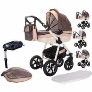 Friedrich Hugo Mandala / 4 in 1 Kinderwagen + ISOFIX / Luftreifen Caffèlatte