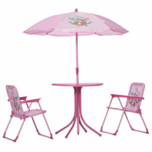 Outsunny Kindersitzgruppe mit Tisch und Sonnenschirm rosa