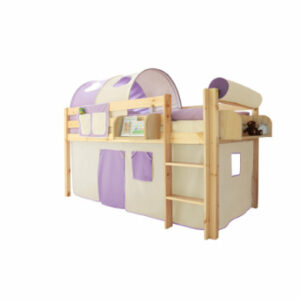 TICAA Hochbett Malte Kiefer Natur Classic Beige-Lila