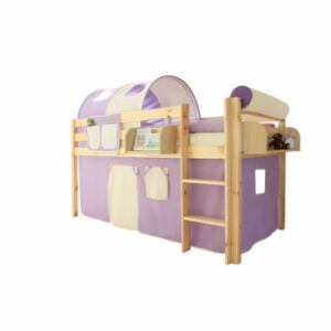 TICAA Hochbett Malte Kiefer Natur Classic Lila-Beige