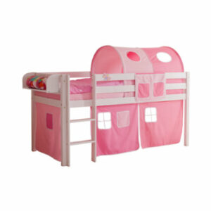 TICAA Hochbett Malte Kiefer Weiß Classic Rosa-Pink