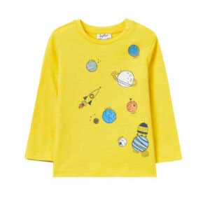 OVS Langarmshirt Space Allover-Print gelb