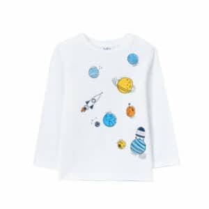 OVS Langarmshirt Space Allover-Print weiß