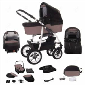 Bebebi Bellami / Hartgummireifen in Weiß / 3 in 1 Kombi Kinderwagen Bellafango