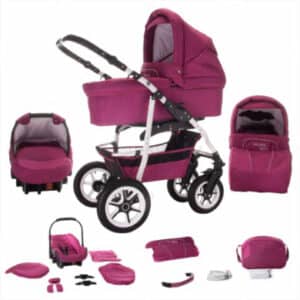 Bebebi Bellami / Hartgummireifen in Weiß / 3 in 1 Kombi Kinderwagen Bellamore