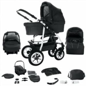 Bebebi Bellami / Hartgummireifen in Weiß / 3 in 1 Kombi Kinderwagen Bellanero