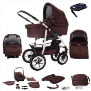 Bebebi Bellami / ISOFIX Basis & Autositz / 4 in 1 Kombi Kinderwagen / Hartgummireifen Bellachoco