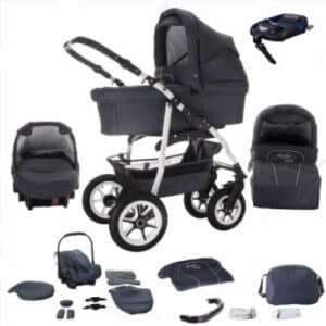 Bebebi Bellami / ISOFIX Basis & Autositz / 4 in 1 Kombi Kinderwagen / Hartgummireifen Bellagrey