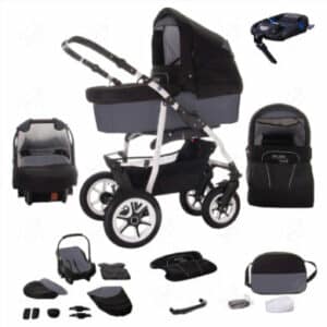 Bebebi Bellami / ISOFIX Basis & Autositz / 4 in 1 Kombi Kinderwagen / Hartgummireifen Bellagrigio