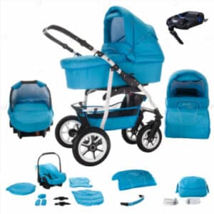 Bebebi Bellami / ISOFIX Basis & Autositz / 4 in 1 Kombi Kinderwagen / Hartgummireifen Bellaqua