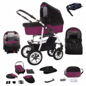 Bebebi Bellami / ISOFIX Basis & Autositz / 4 in 1 Kombi Kinderwagen / Hartgummireifen Bellaviola