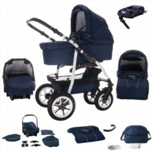 Bebebi Bellami / ISOFIX Basis & Autositz / 4 in 1 Kombi Kinderwagen / Luftreifen Bellablue