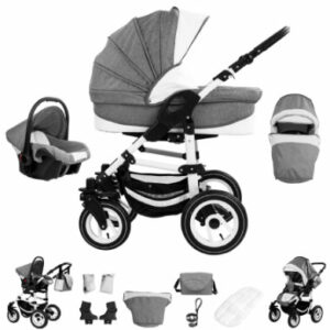 Bebebi Florenz / Hartgummireifen in Weiß / 3 in 1 Kombi Kinderwagen Galileo Lightgrey White