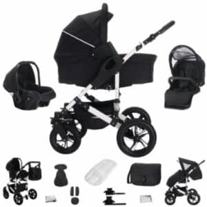 Bebebi Florida / 3 in 1 Kombi Kinderwagen Komplettset / Hartgummireifen Floblack