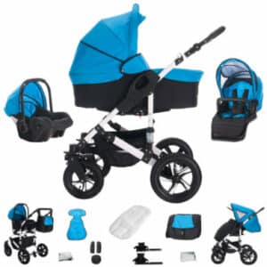 Bebebi Florida / 3 in 1 Kombi Kinderwagen Komplettset / Hartgummireifen Floblue