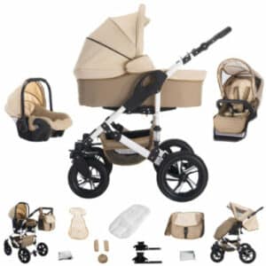 Bebebi Florida / 3 in 1 Kombi Kinderwagen Komplettset / Hartgummireifen Flocream