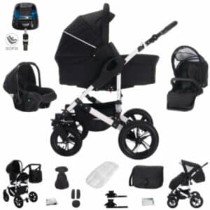 Bebebi Florida / 4 in 1 Kombi Kinderwagen + ISOFIX / Hartgummireifen Floblack