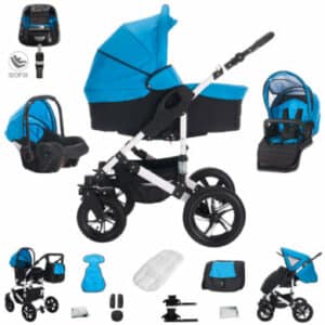 Bebebi Florida / 4 in 1 Kombi Kinderwagen + ISOFIX / Hartgummireifen Floblue