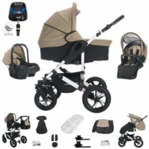 Bebebi Florida / 4 in 1 Kombi Kinderwagen + ISOFIX / Hartgummireifen Flotaupe