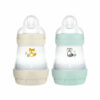 MAM Babyflasche Easy Start Anti Colic-Elements 160 ml 2 Stück Fuchs/Waschbär in beige/mint