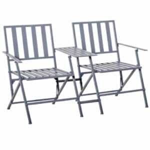 Outsunny Doppel-Gartenstuhl mit Tisch klappbar grau