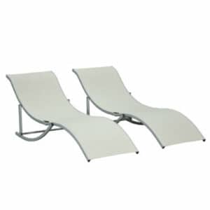 Outsunny Gartenliegen 2er Set beige