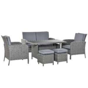 Outsunny Polyrattan Gartenset 6-teilig Grau