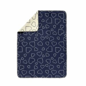 ALVI Babydecke Baumwolle Hearts navy