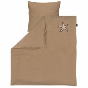 Alvi® Bettwäsche Starfish taupe/weiß 80 x 80 cm