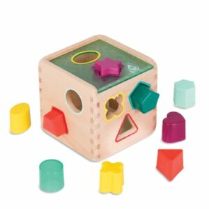 B.TOYS B. Wonder Cube - Bunter Steckspiel-Würfel aus Holz mit 9 verschiedenen Formen Mehrfarbig