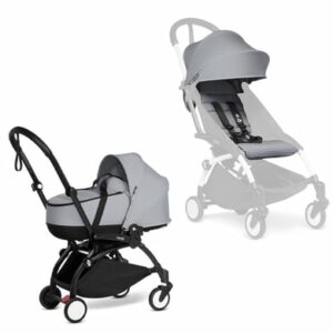 BABYZEN Kinderwagen YOYO2 0+ Black mit Liegewanne Gratis Textilset Stone