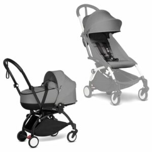 BABYZEN Kinderwagen YOYO2 0+ Black mit Liegewanne Gratis inkl. Textilset Grey