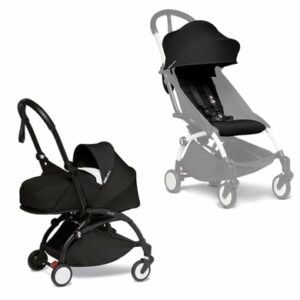 BABYZEN Kinderwagen YOYO2 0+ Black mit Neugeborenenaufsatz Gratis Textilset Black