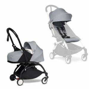 BABYZEN Kinderwagen YOYO2 0+ Black mit Neugeborenenaufsatz Gratis Textilset Stone