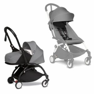 BABYZEN Kinderwagen YOYO2 0+ Black mit Neugeborenenaufsatz inkl. Textilset Grey