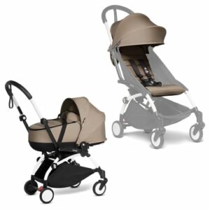 BABYZEN Kinderwagen YOYO2 0+ White mit Liegewanne Gratis Textilset Taupe