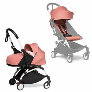 BABYZEN Kinderwagen YOYO2 0+ White mit Neugeborenenaufsatz Gratis Textilset Ginger