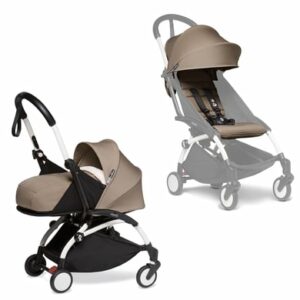 BABYZEN Kinderwagen YOYO2 0+ White mit Neugeborenenaufsatz Gratis Textilset Taupe