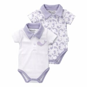 Baby Sweets 2 Bodys Kurzarm Baby Wal weiß lavendel