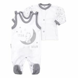 Baby Sweets 2tlg Set Strampler + Shirt A star is born weiß grau
