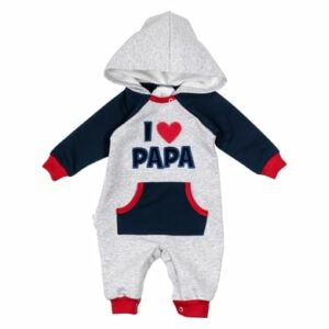 Baby Sweets Overall I love Mama & Papa grau navy