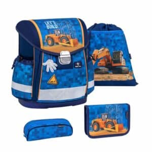 Belmil Schulranzen Classy Schulranzen Set 4-teilig mit Brustgurt Bulldozer