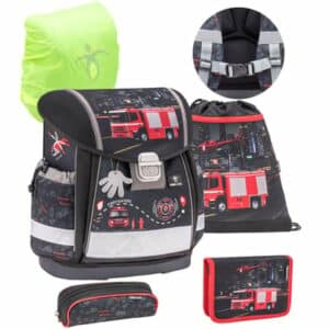 Belmil Schulranzen Classy Schulranzen Set 5-teilig mit Brustgurt Firetruck 2