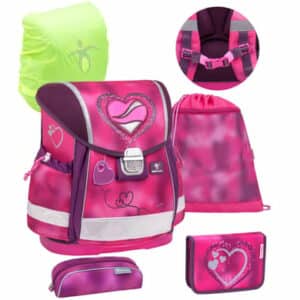 Belmil Schulranzen Classy Schulranzen Set 5-teilig mit Brustgurt Shiny Pink