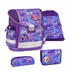 Belmil Schulranzen Classy Schulranzen Set 5-teilig mit Brustgurt Violet Universe