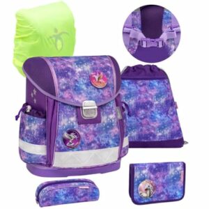 Belmil Schulranzen Classy Schulranzen Set 6-teilig mit Brustgurt Violet Universe