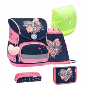 Belmil Schulranzen Compact Schulranzen Set 5-teilig mit Brustgurt Beautiful Flowers